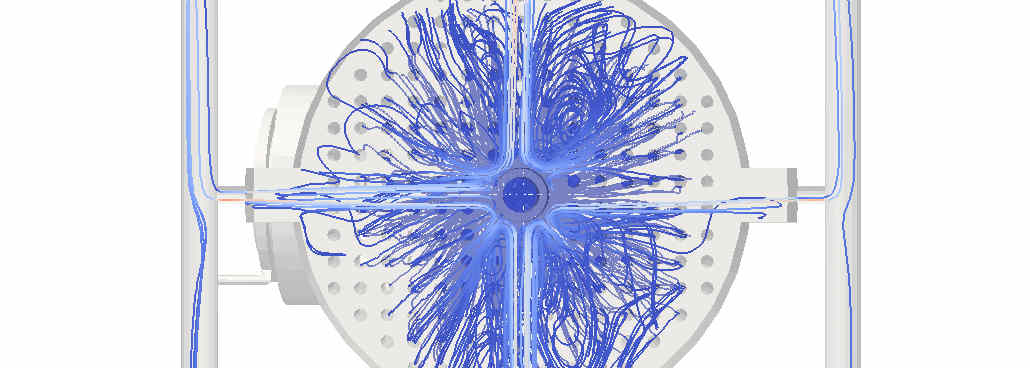 8 Darstellung der Stromlinien in einem Partikelreaktor